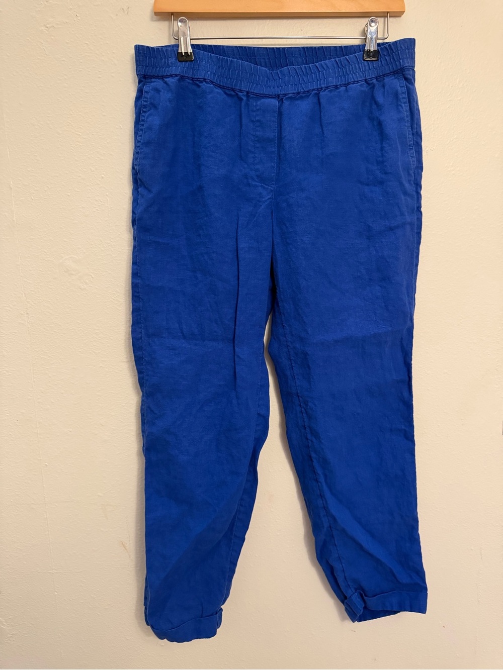 J. Jill Royal Blue Straight-Leg Linen Pants